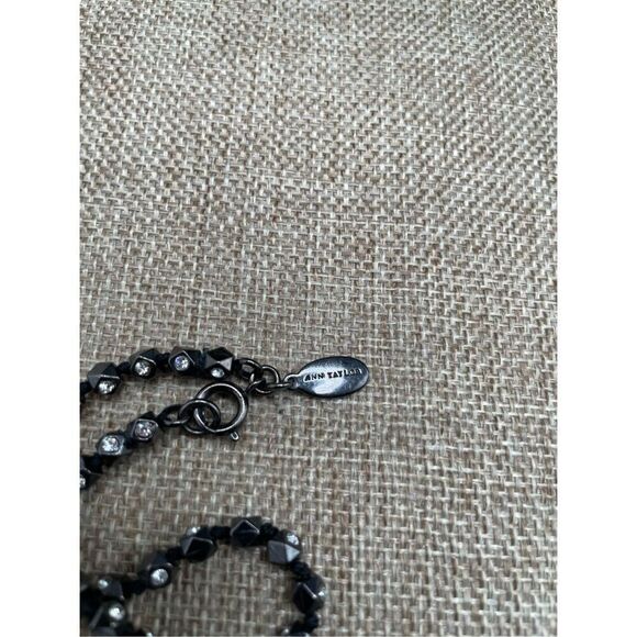 Bundle Set Ann Taylor Rhinestone Black Necklace with Bow Matching Earrings Vinta - Picture 7 of 15